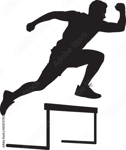 Athlete leaping over hurdle race silhouette royalty free stock photos premium quality