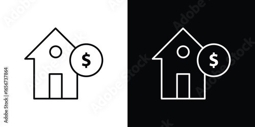 House Icon with Dollar Sign, Isolated on White and Black Backgrounds