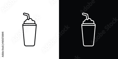 Fizzy Drink Icon with Whipped Cream, Isolated on White Background