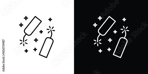 Firecrackers Exploding, Isolated on White and Black Background