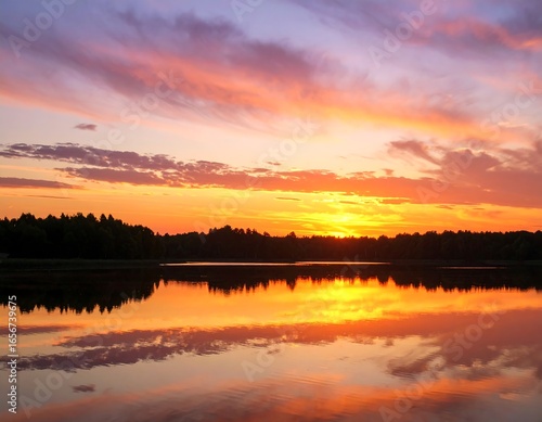 Wallpaper Mural Sunset Lake Reflection Landscape. Torontodigital.ca