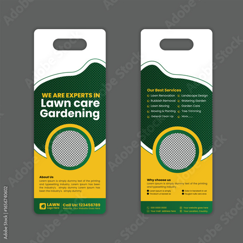 Lawn mowing and gardening, yard care, door hanger template, grass cutting, and Lawn Maintenance door hanger template layout