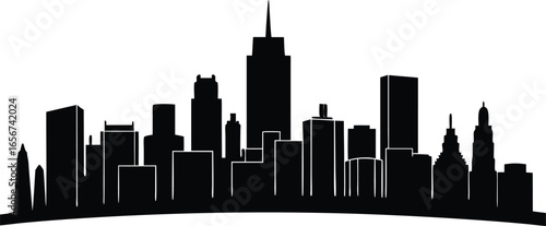 Iconic chicago skyline silhouette on a clean white background