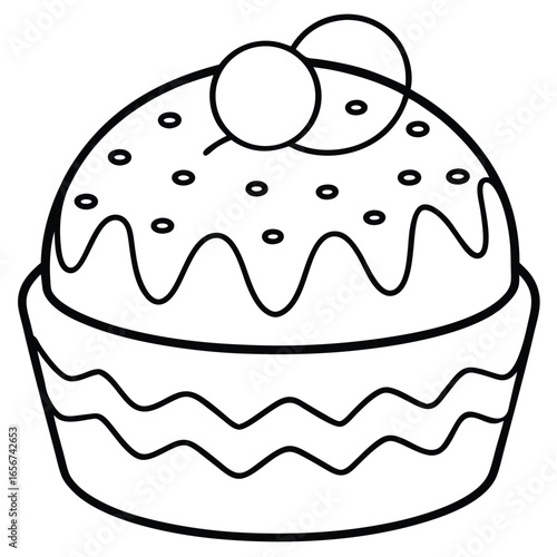 Minimal Easter Cake Line Drawing