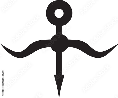 Classic medieval dagger style tattoo black silhouettee