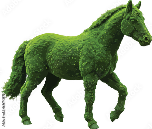 Green topiary horse sculpture