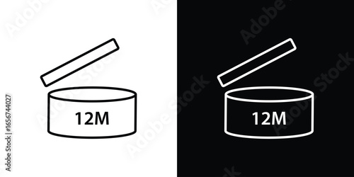 Open Jar Icon with 12M Label, Isolated on White Background