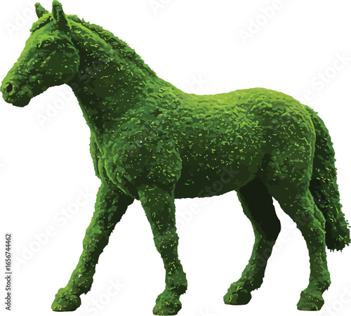 Green moss horse topiary sculpture