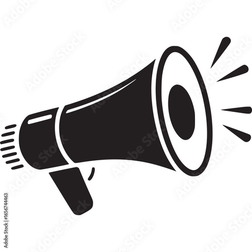 Vector art of black megaphone icon for marketing, advertising, and public announcements
