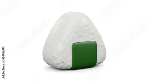 Delicious Japanese Onigiri Rice Ball with Nori Seaweed, a Traditional Asian Snack Isolated on White Background for Culinary and Food Concepts.
