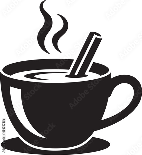 Steaming hot beverage in a mug with cinnamon stick silhouette royalty free stock photos premium quality