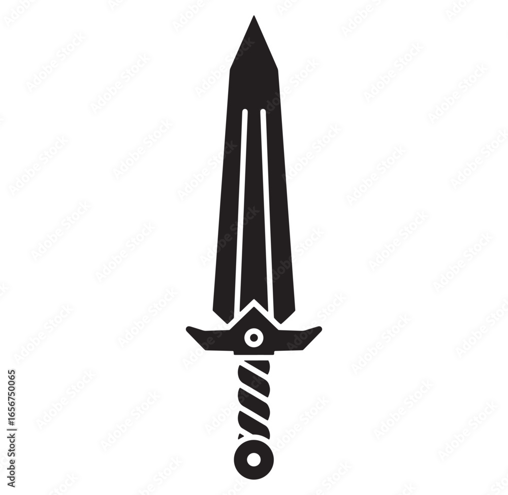 Fototapeta premium Stylized black sword illustration isolated on a white background perfect for design and concepts