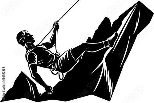 Thrilling Black and White Rock Climbing Art