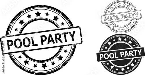 Pool party vector stamp illustration for summer celebration fun