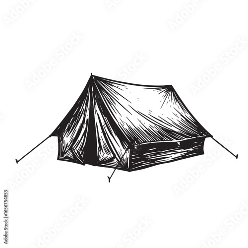 Hand drawn vintage camping tent illustration perfect for outdoor adventure and exploration concepts