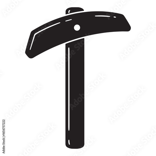 Black and white illustration of a pickaxe a tool for mining and construction work.