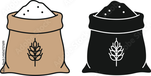 Illustration of flour sacks for baking and cooking ingredients