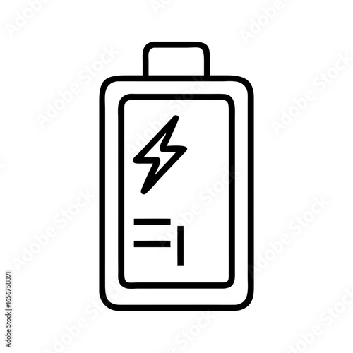 Automotive Print UI Icons. Battery icon with charging symbol in minimalist style  