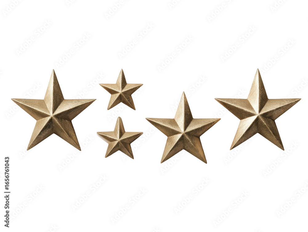 Gold stars of varying sizes, arranged horizontally Gold stars of varying sizes, arranged horizontally