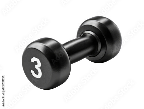 A black dumbbell, 3 pounds