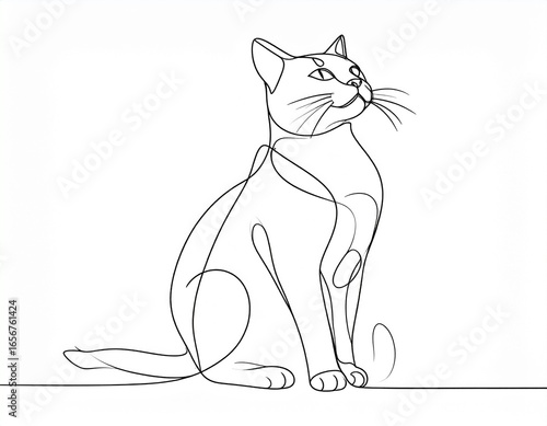 Elegant Minimalist Line Art Cat Illustration