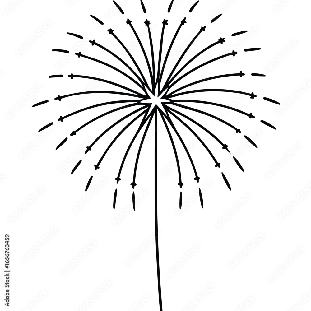 Obraz premium Minimal Fireworks Line Art Vector
