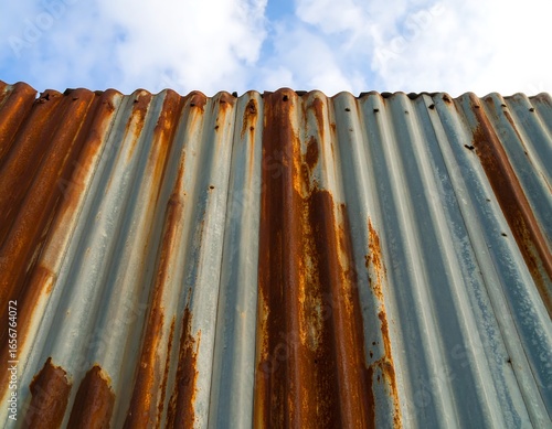 Rusty corrugated metal wall