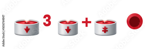 Three small candles, plus sign, and a circle Free Download Three small candles, plus sign, and a circle - GFXLoad