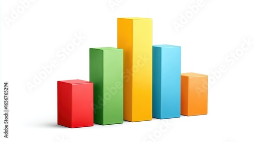 Free Download A bar chart clipart, analytics element, geometric 3D illustration, vibrant primary colors, isolated on white background. - GFXLoad