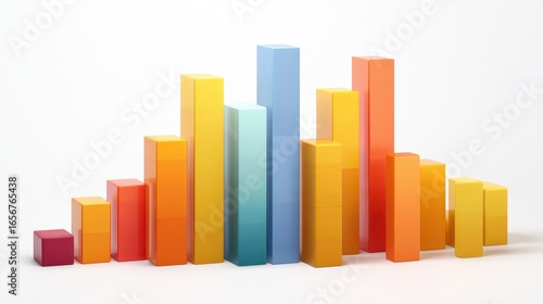 Free Download A bar chart clipart, analytics element, geometric 3D illustration, vibrant primary colors, isolated on white background. - GFXLoad
