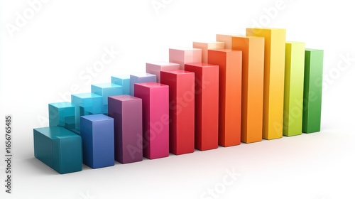 Free Download A bar chart clipart, analytics element, geometric 3D illustration, vibrant primary colors, isolated on white background. - GFXLoad