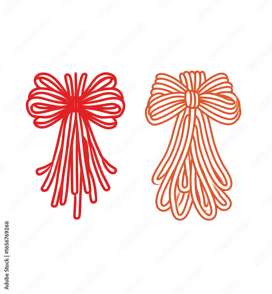 Fototapeta premium Two stylized red and orange bows