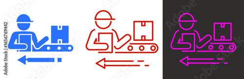 human manufacturing labor, flat and linear set icons, simple symbols vector illustration