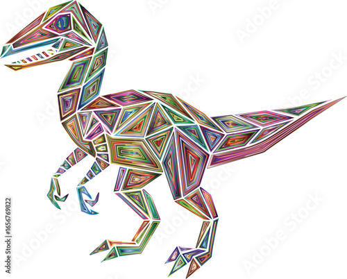 Majestic dinosaur illustration with vibrant colors and classic typography