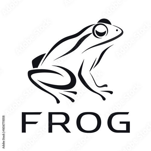 Cute green cartoon frog sitting on a leaf isolated on white background