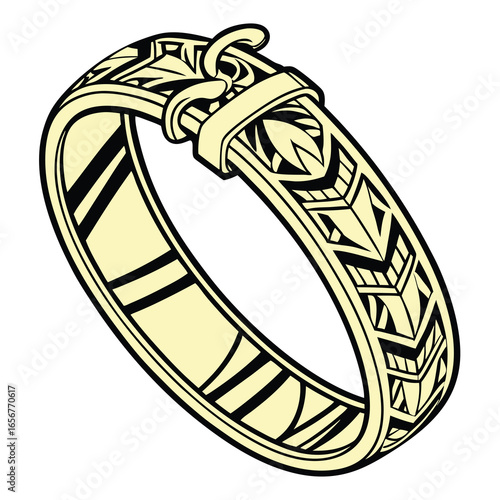 This detailed illustration showcases a bracelet with a unique and intricate pattern. The design features geometric shapes and a clasp, highlighting craftsmanship and style. The bracelet appears elegan