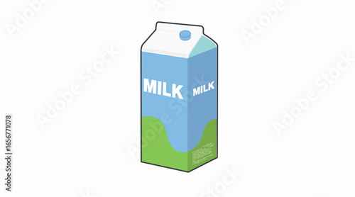 Milk Box Color Icon. Vector editable color flat illustration of a box of milk