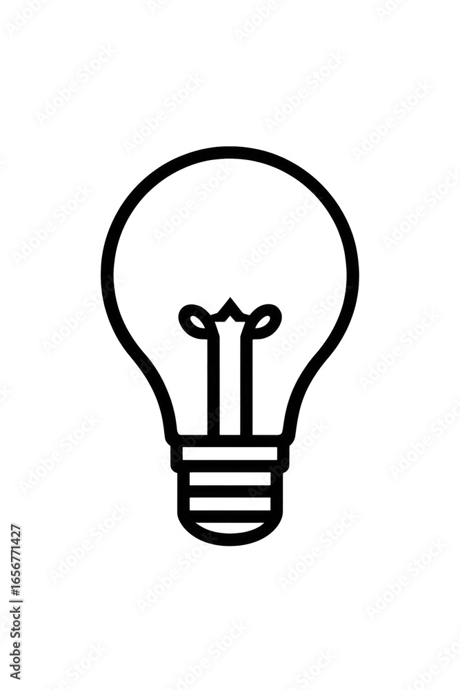 Simple, black and white outline of a lightbulb Simple, black and white outline of a lightbulb