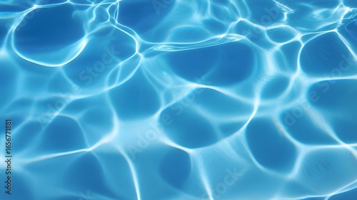 Abstract blue water surface ripples and light reflections