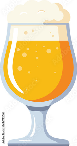 A glass of light beer with a thick, creamy head. Oktoberfest Beer Festival.