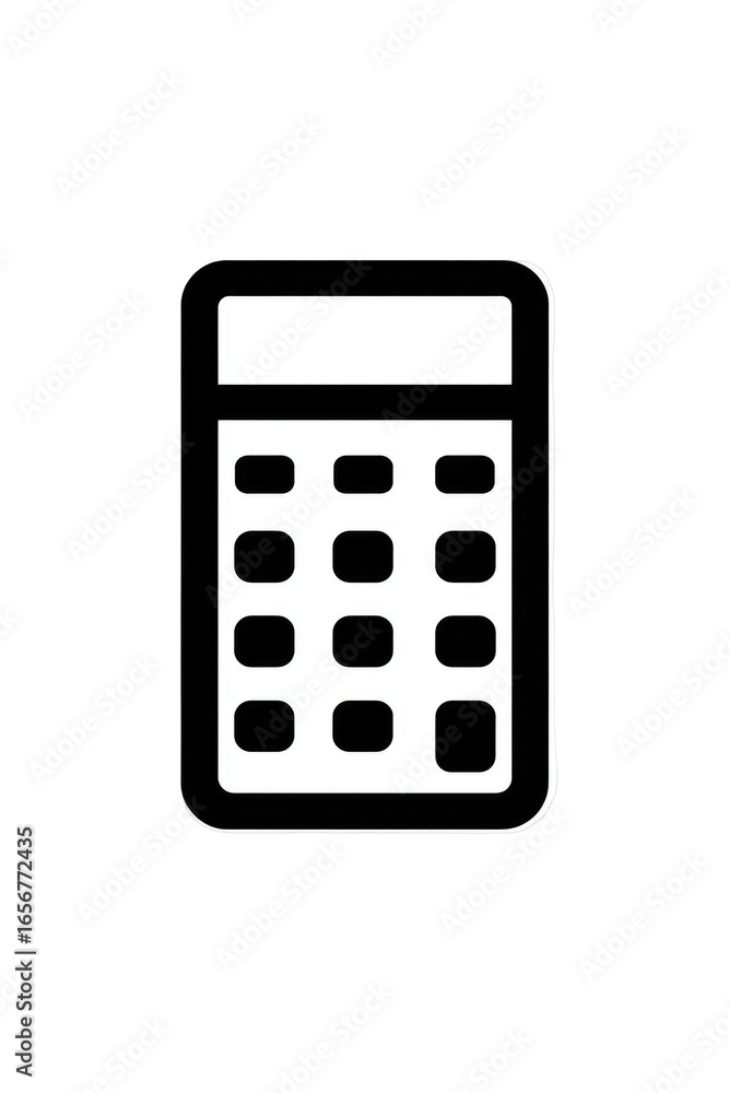 Simple black and white icon of a calculator Simple black and white icon of a calculator
