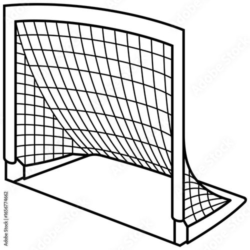 Portable soccer net. Vector outline icon.
