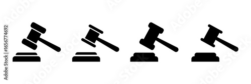 Set of gavel icons. Court hammer vector. Legal icon vector. Auction gavel.