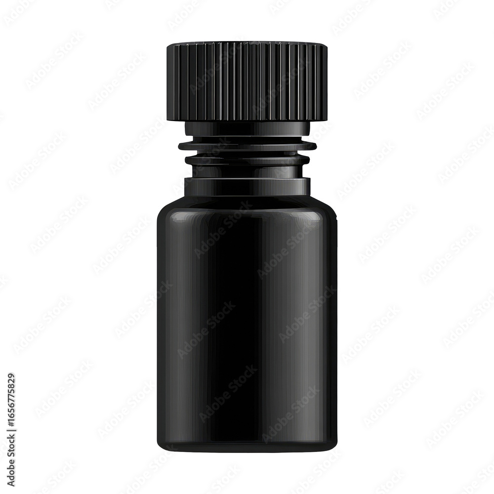 Fototapeta premium Black plastic bottle, ribbed lid