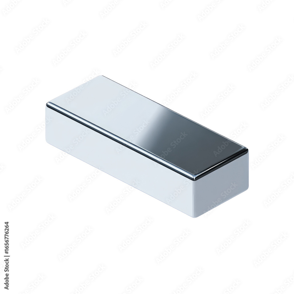 Fototapeta premium Rectangular metal bar, light gray/silver gradient