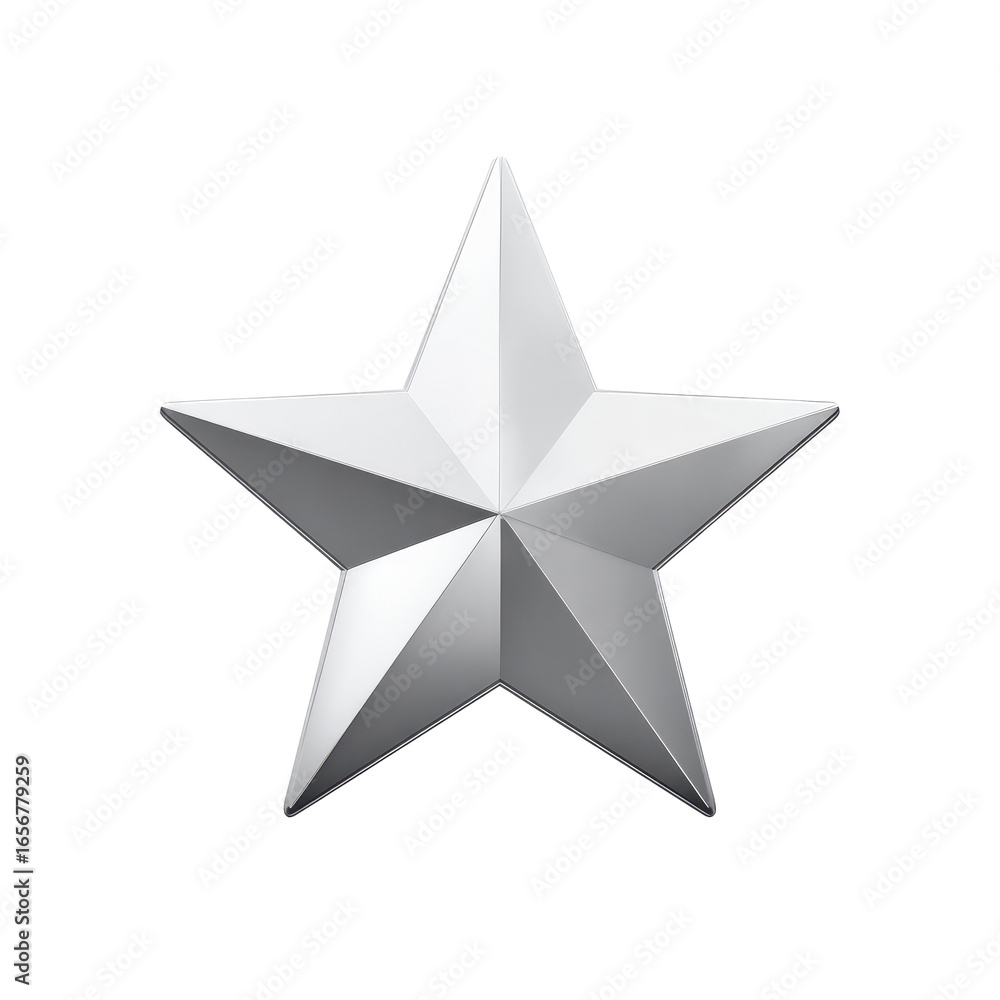 Obraz premium Silver star, 5-pointed, detailed, metallic