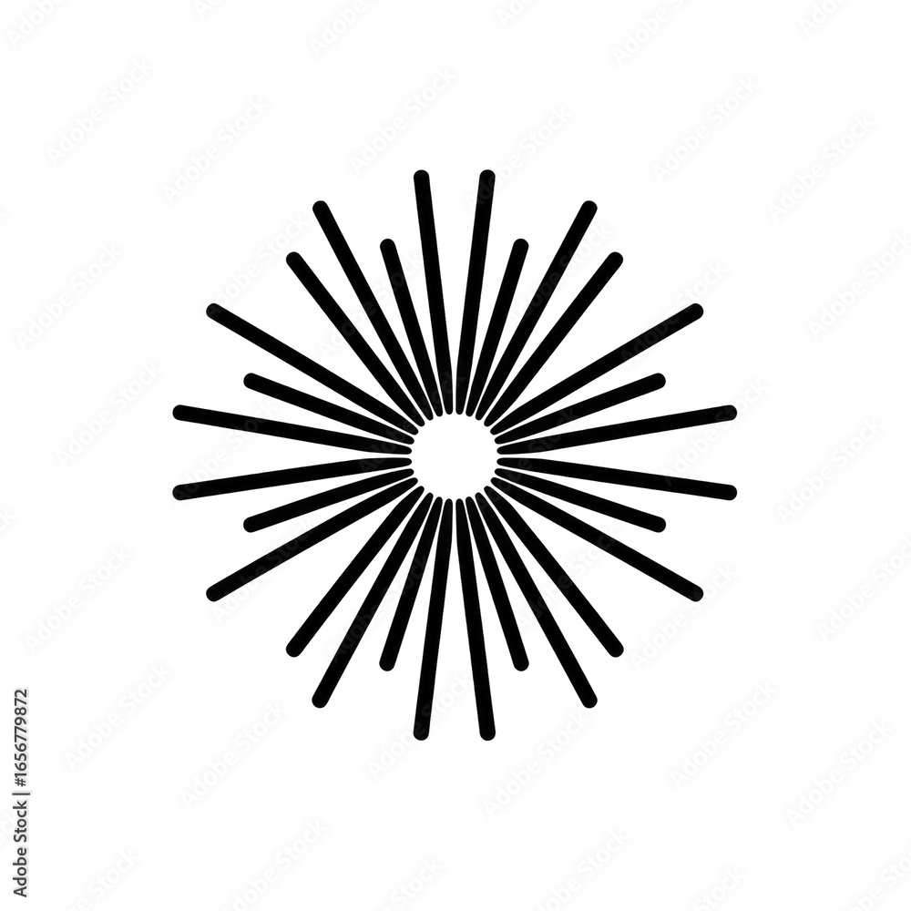 Obraz premium Circular radiating lines, black on black background