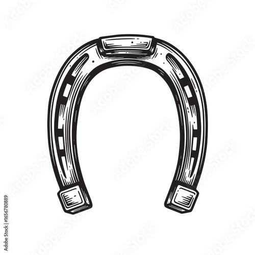 Hand drawn vector illustration of a lucky horseshoe isolated on white background