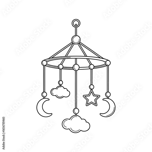 Charming Baby Mobile Outline Featuring Moon Stars and Clouds Perfect for Nursery Decor and Craft Projects