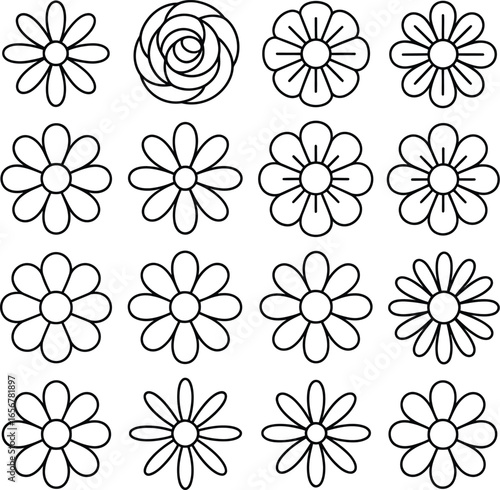 Elegant Collection of Black and White Flower Line Art Designs A Botanical Illustration
